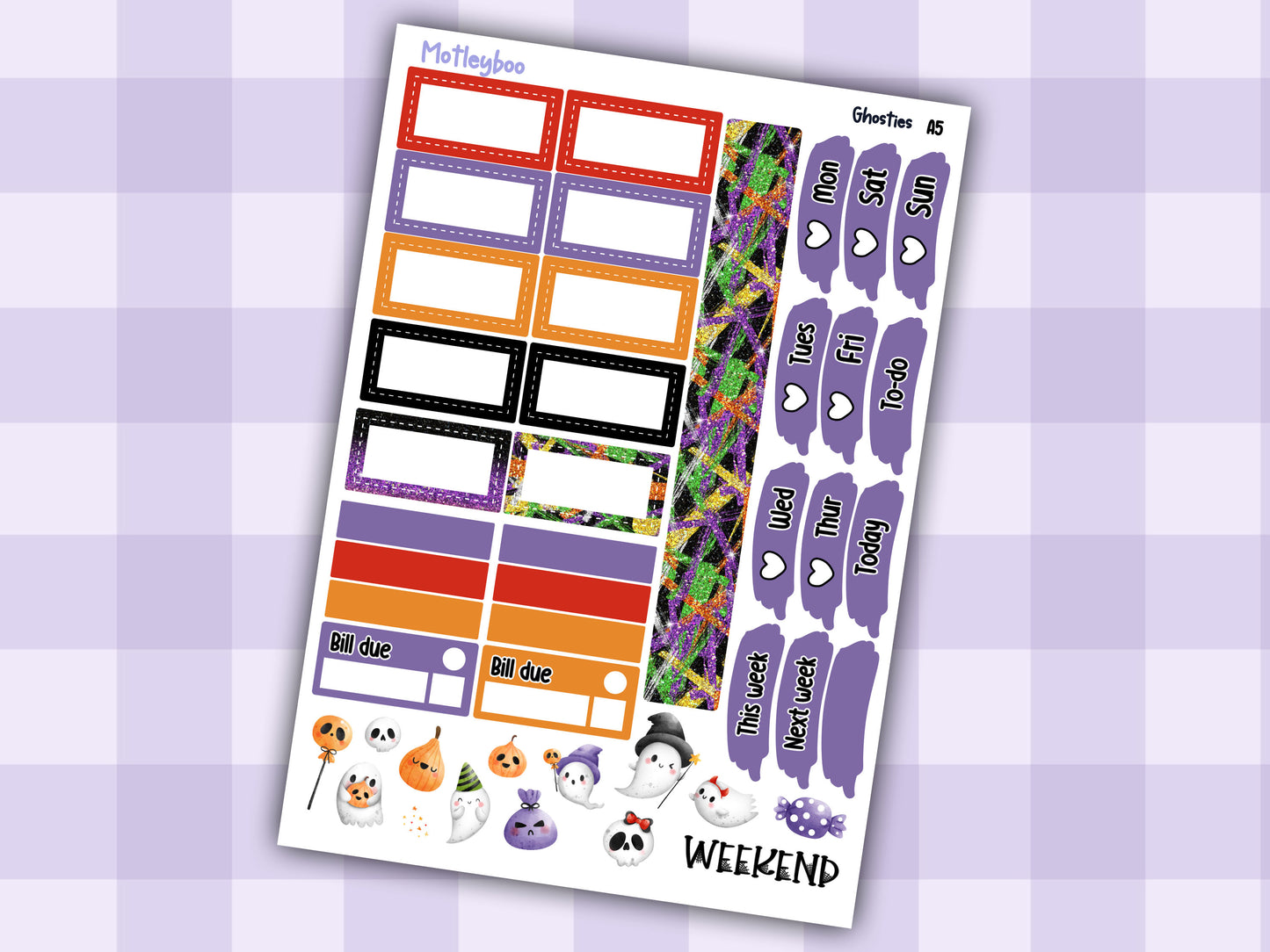 A5 Hobonichi cousin planner sticker kit, Halloween planner stickers, hobonichi cousin, Ghosties