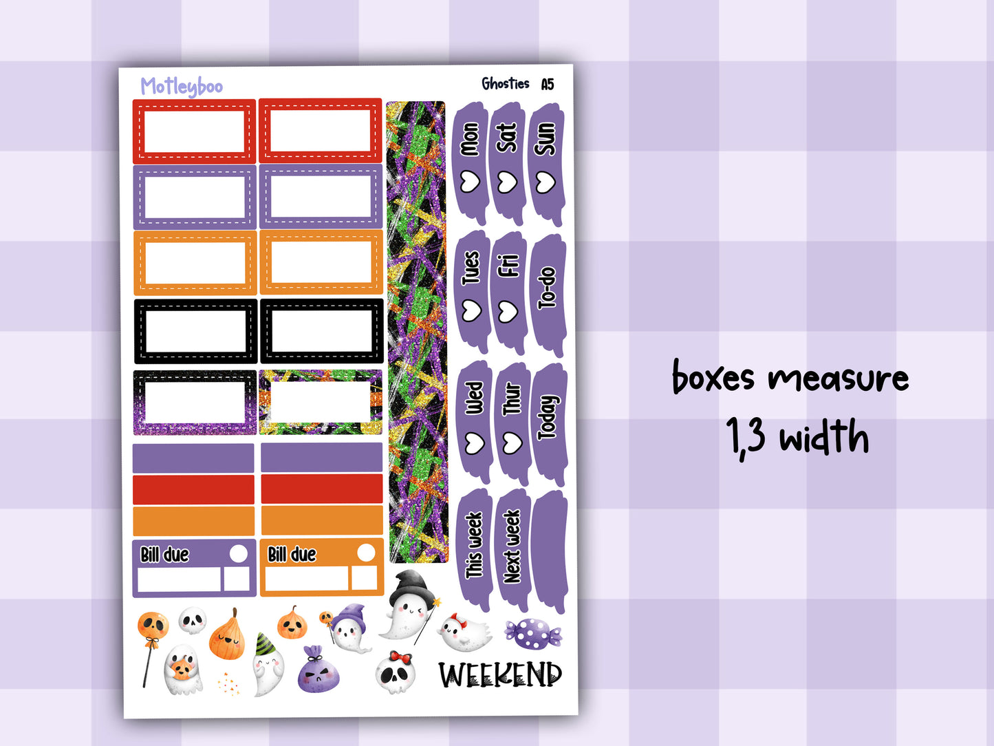 A5 Hobonichi cousin planner sticker kit, Halloween planner stickers, hobonichi cousin, Ghosties