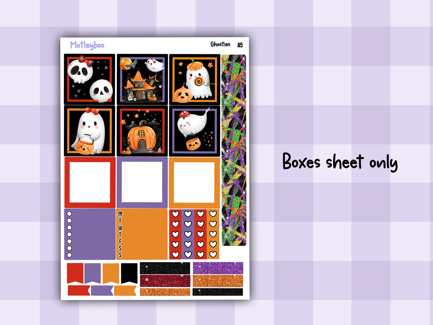 A5 Hobonichi cousin planner sticker kit, Halloween planner stickers, hobonichi cousin, Ghosties