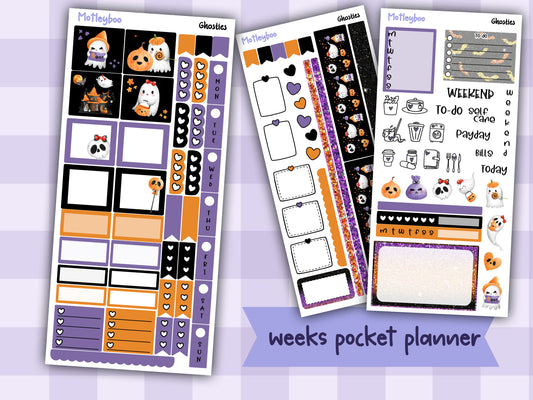 Hobonichi weeks weekly planner sticker kit, planner stickers, Ghosties