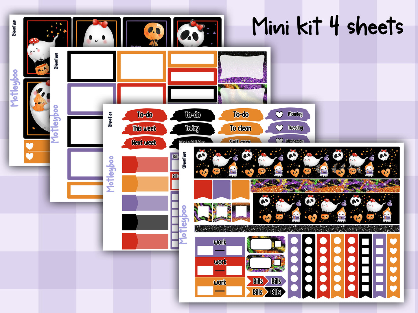 Weekly Planner Sticker Kit,Halloween Vertical Planning Stickers, Ghosties