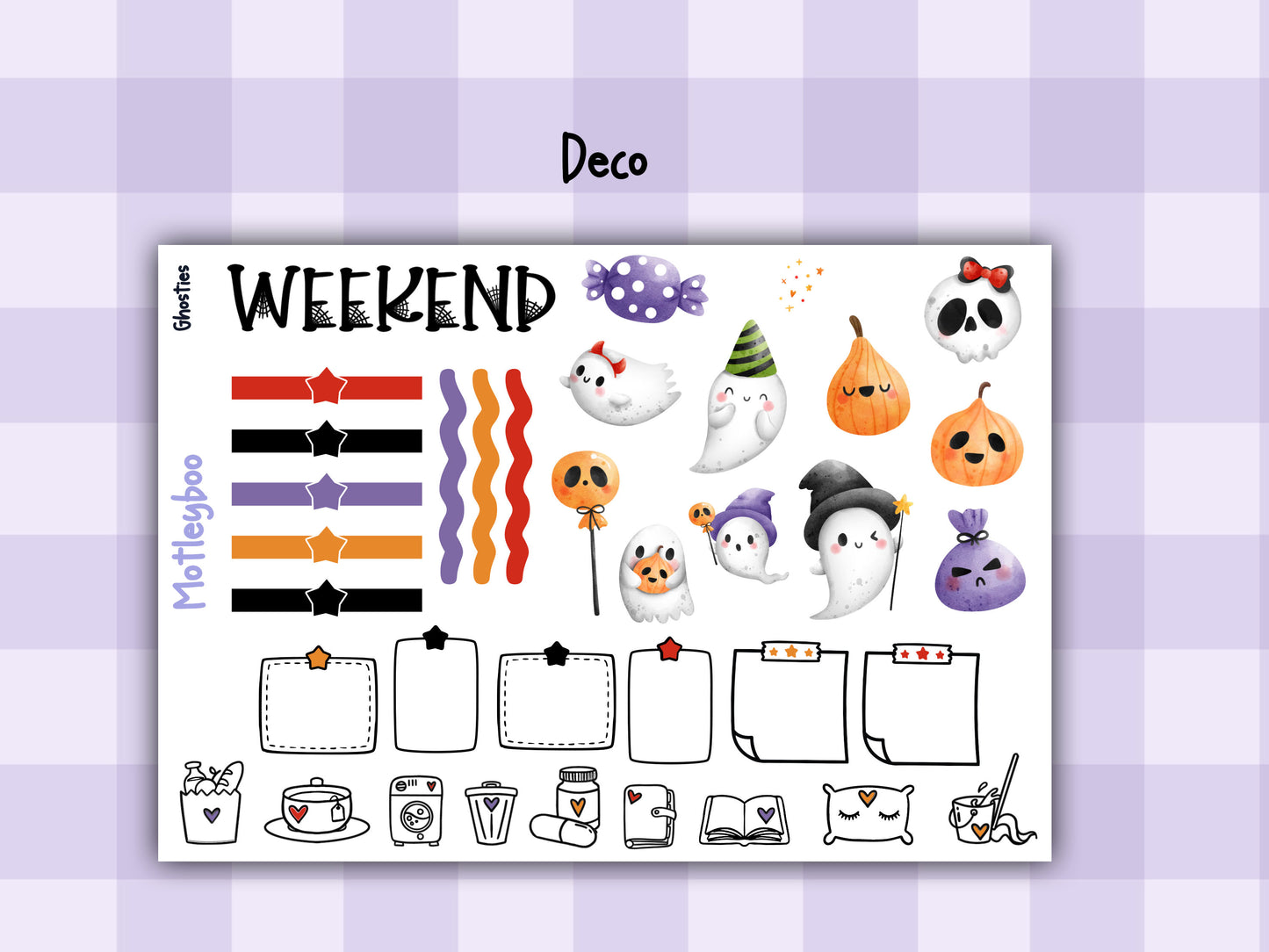 Weekly Planner Sticker Kit,Halloween Vertical Planning Stickers, Ghosties