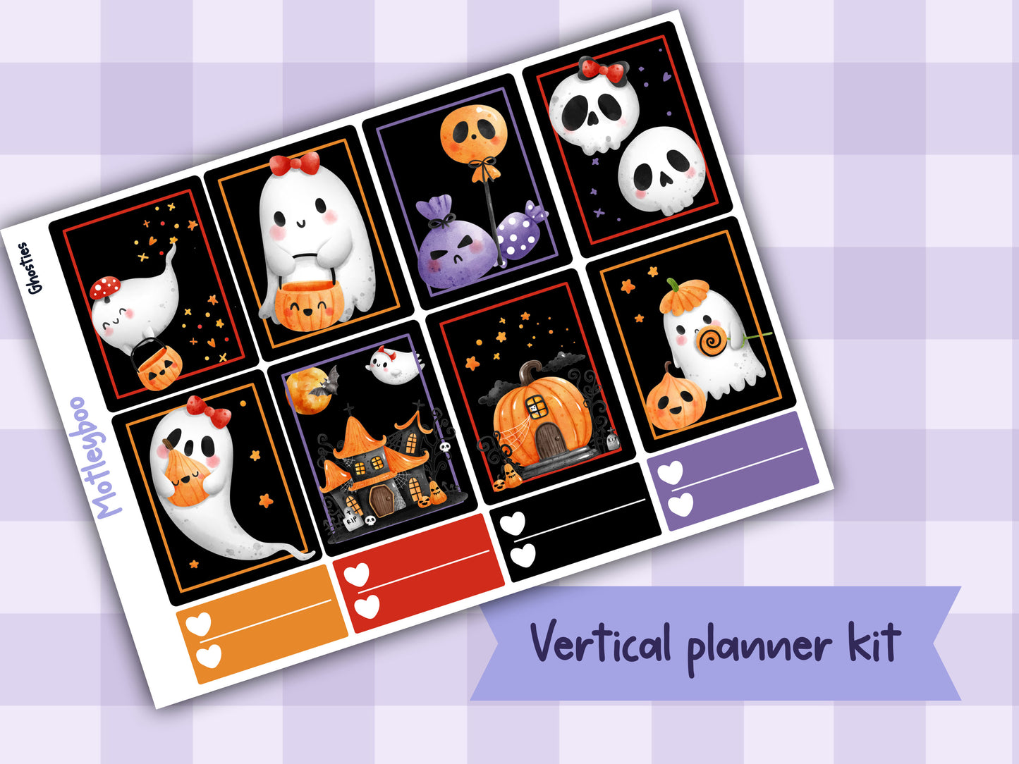 Weekly Planner Sticker Kit,Halloween Vertical Planning Stickers, Ghosties