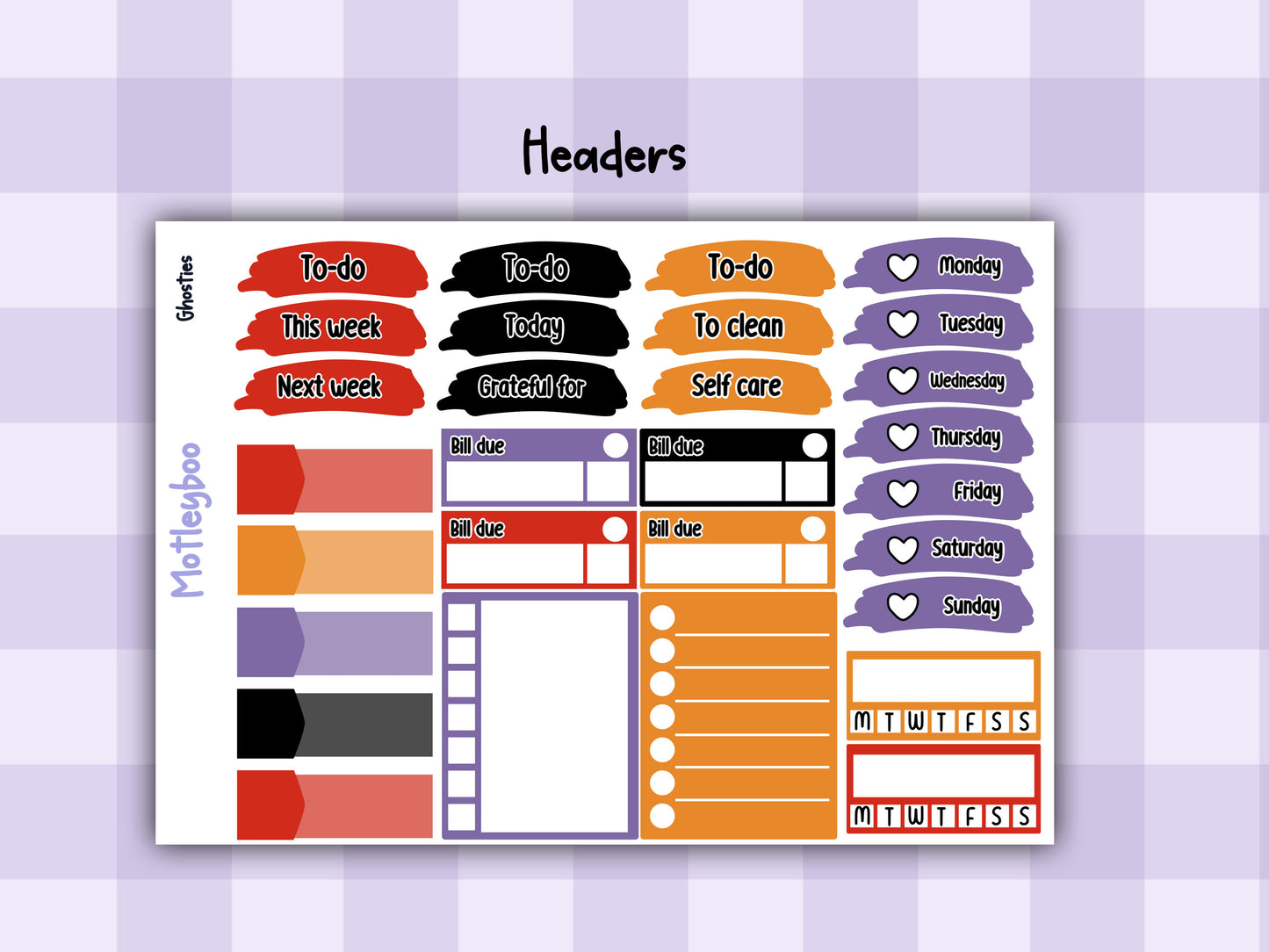 Weekly Planner Sticker Kit,Halloween Vertical Planning Stickers, Ghosties
