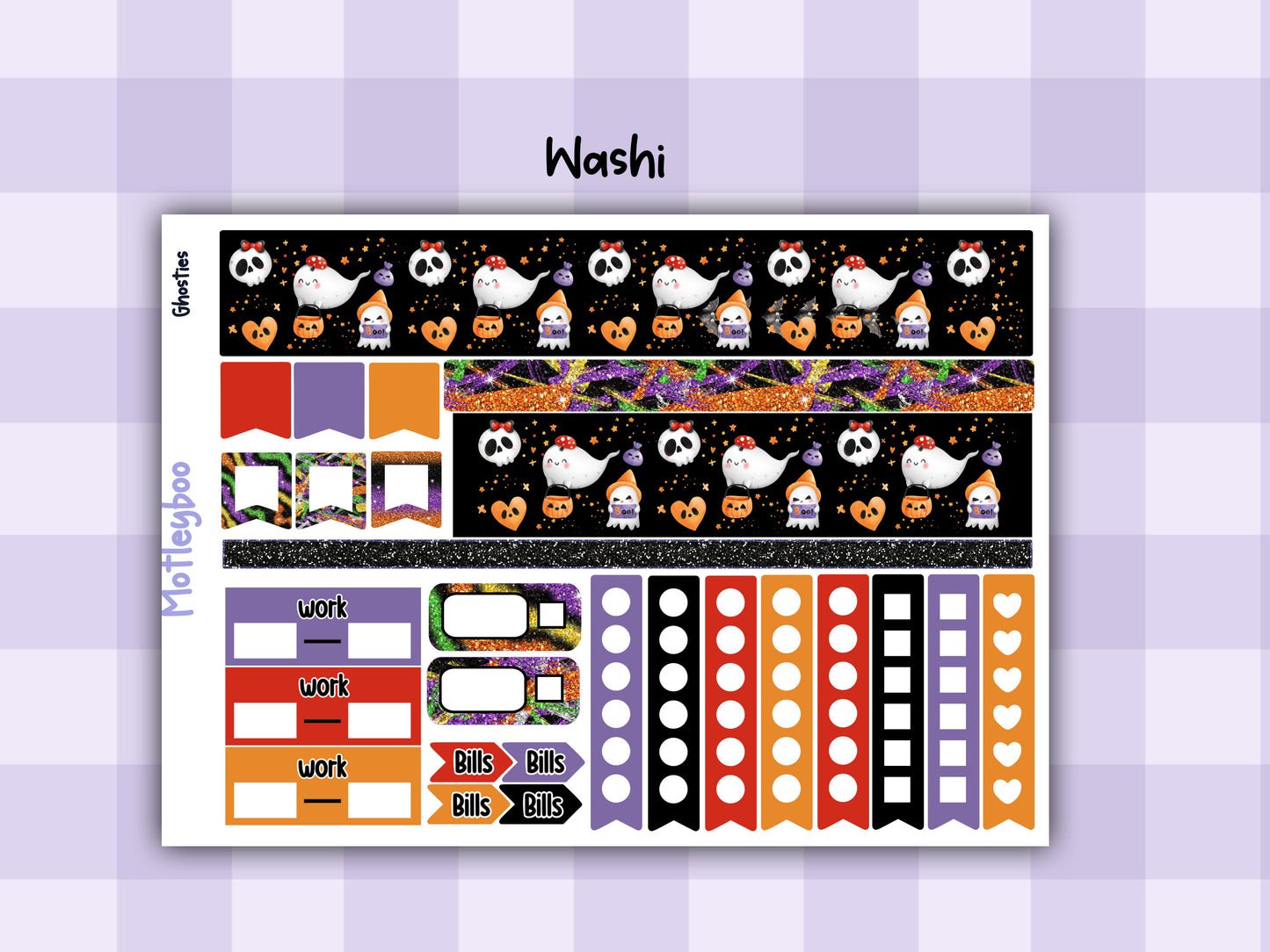 Weekly Planner Sticker Kit,Halloween Vertical Planning Stickers, Ghosties