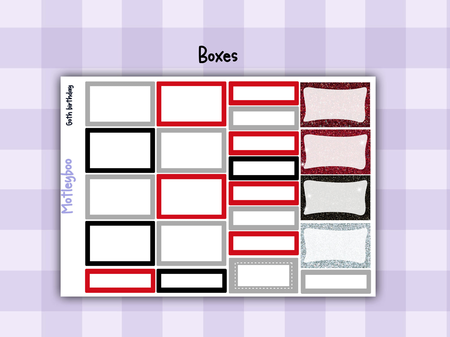 Weekly Planner Sticker Kit, Spooky Birthday Vertical Planning Stickers, Goth birthday