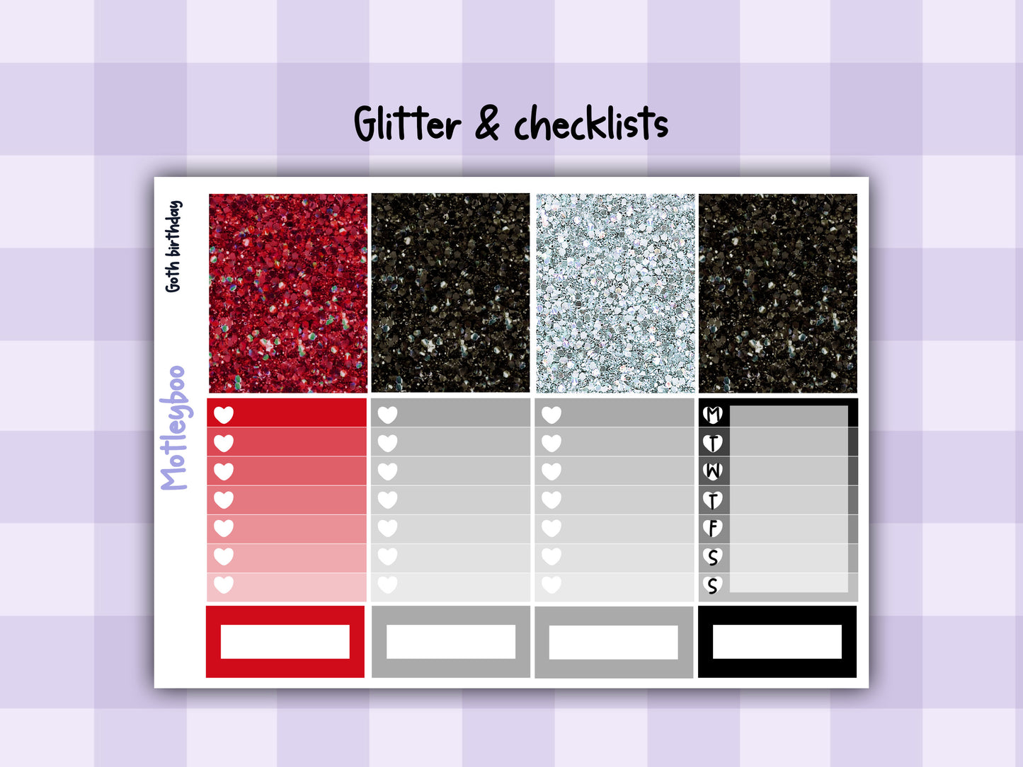 Weekly Planner Sticker Kit, Spooky Birthday Vertical Planning Stickers, Goth birthday
