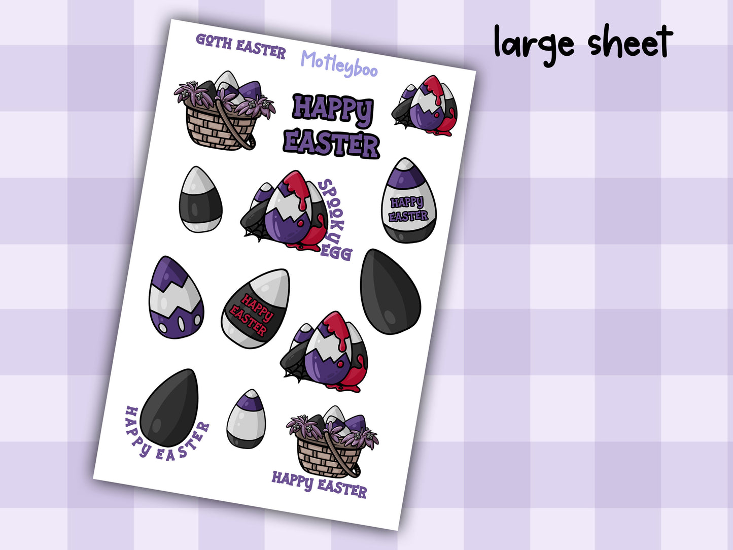 Gothic easter stickers, goth spring eggs, journaling deco, spring season, stickers for Easter