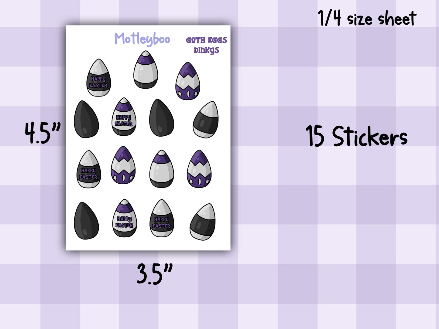 Gothic easter stickers, goth spring eggs, journaling deco, spring season, stickers for Easter