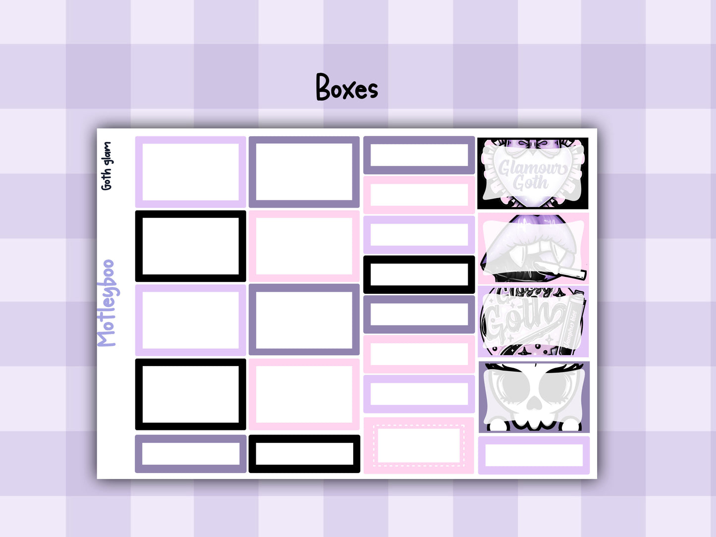 Weekly Planner Sticker Kit, pastel goth glamour spooky halloween Vertical Planning Stickers, Goth glam