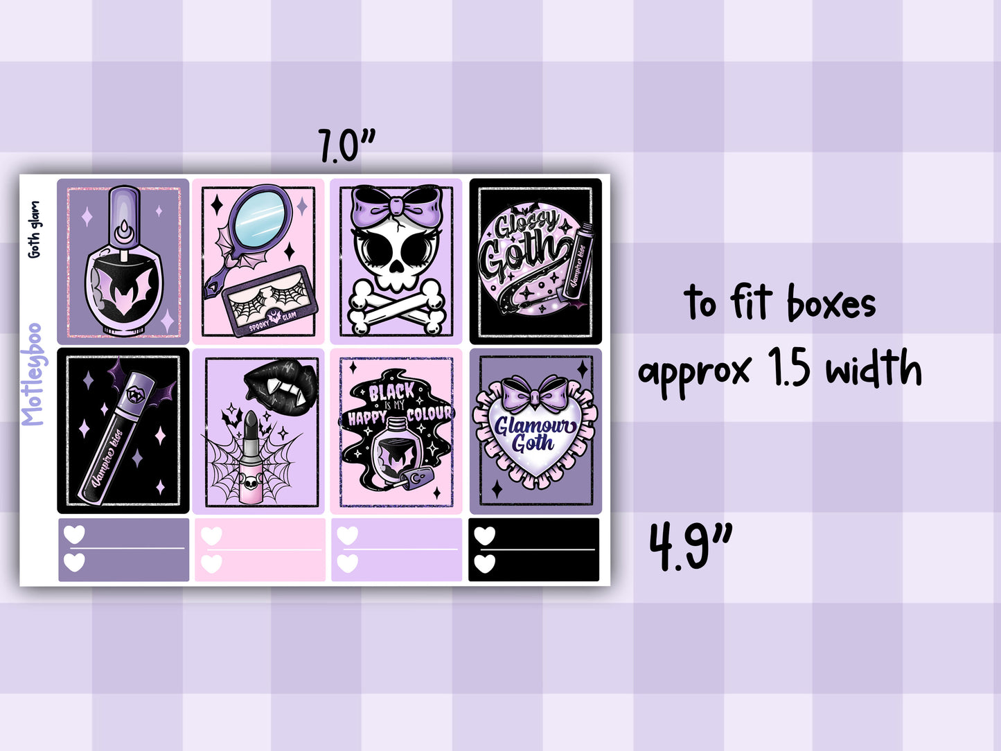 Weekly Planner Sticker Kit, pastel goth glamour spooky halloween Vertical Planning Stickers, Goth glam