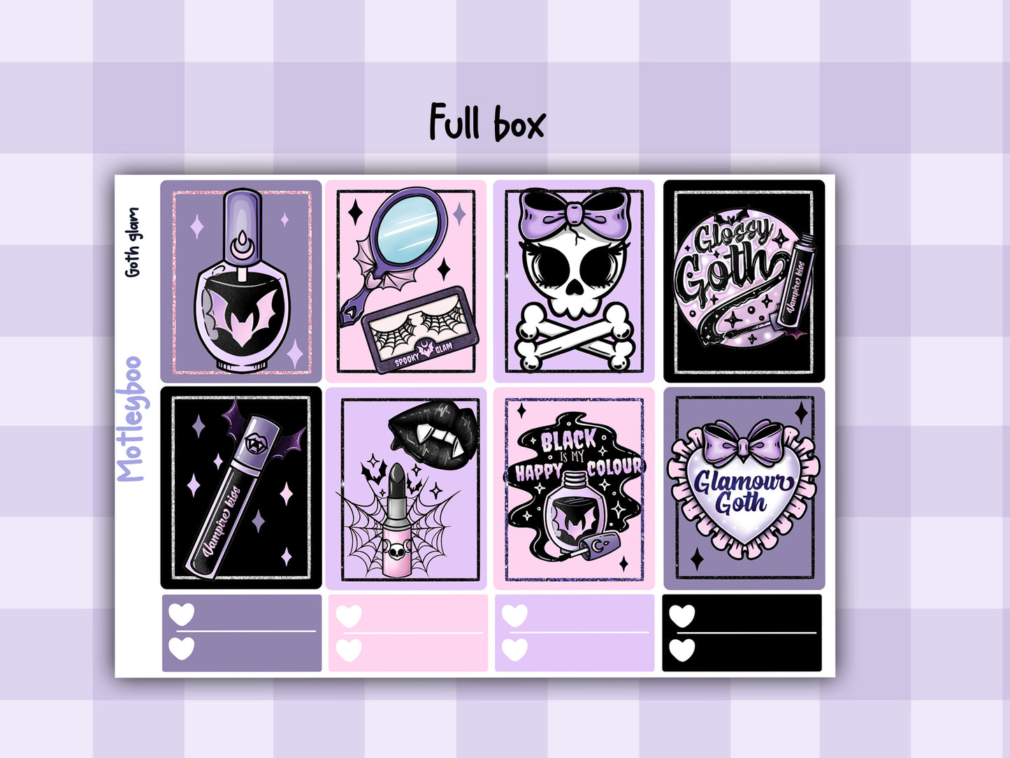 Weekly Planner Sticker Kit, pastel goth glamour spooky halloween Vertical Planning Stickers, Goth glam