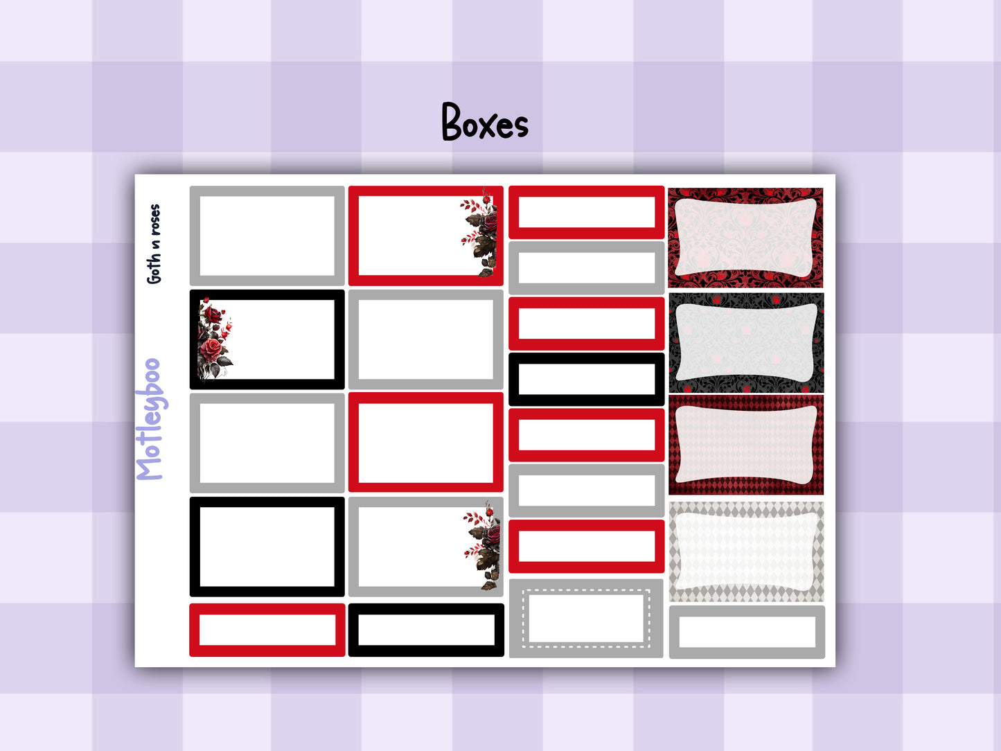 Weekly Planner Sticker Kit, Spooky goth halloween Vertical Planning Stickers, Goth n Roses