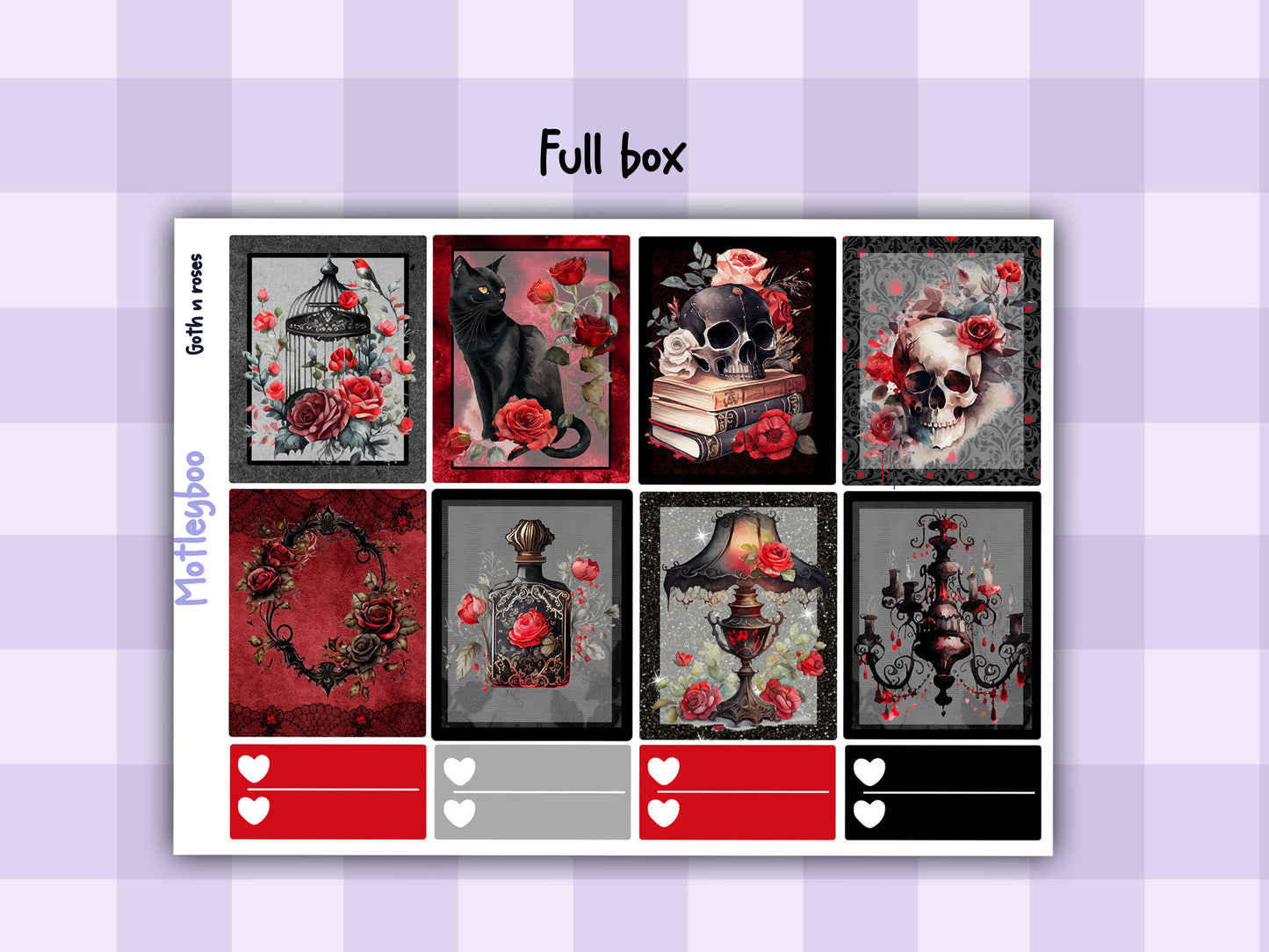 Weekly Planner Sticker Kit, Spooky goth halloween Vertical Planning Stickers, Goth n Roses