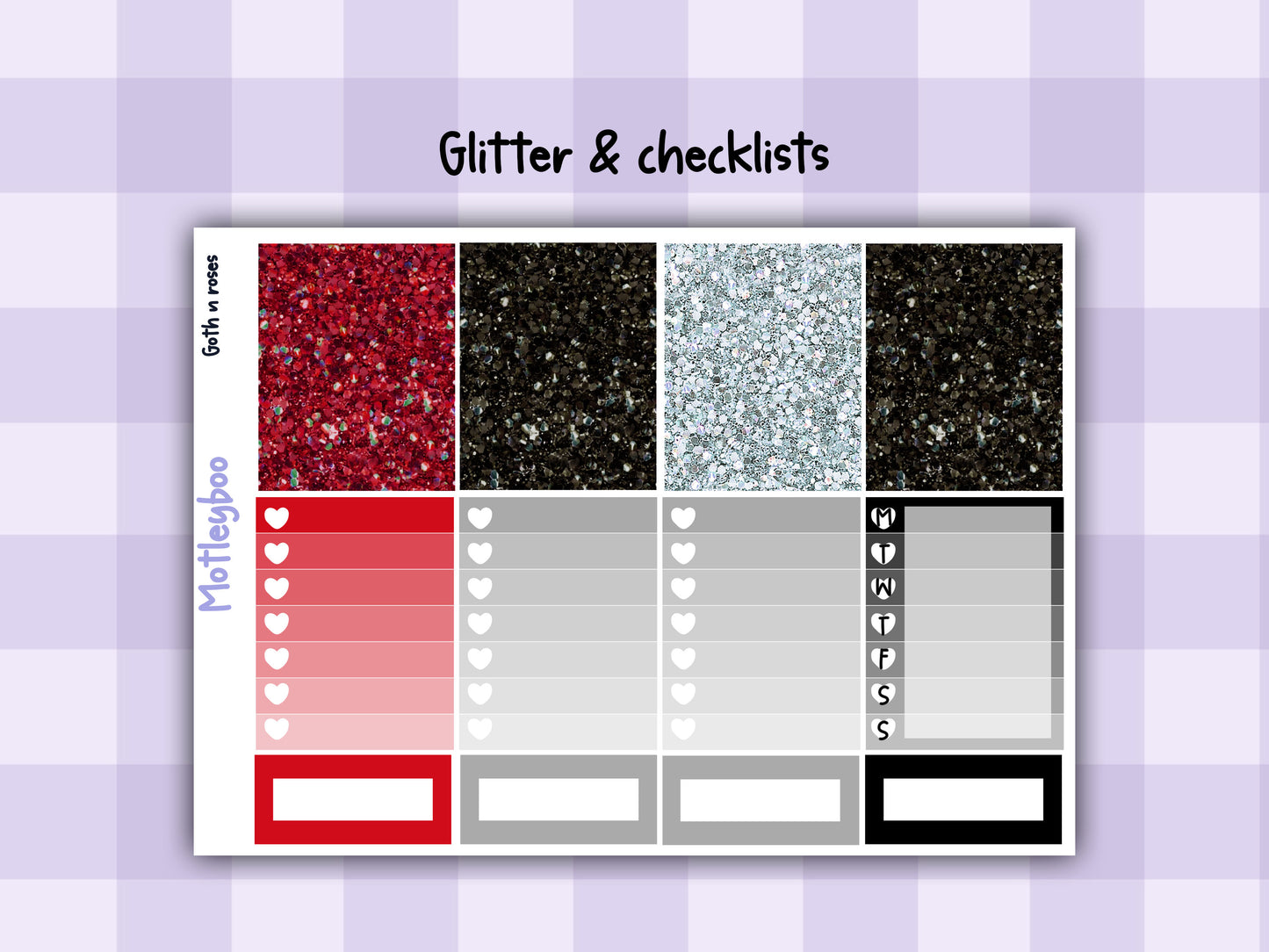 Weekly Planner Sticker Kit, Spooky goth halloween Vertical Planning Stickers, Goth n Roses