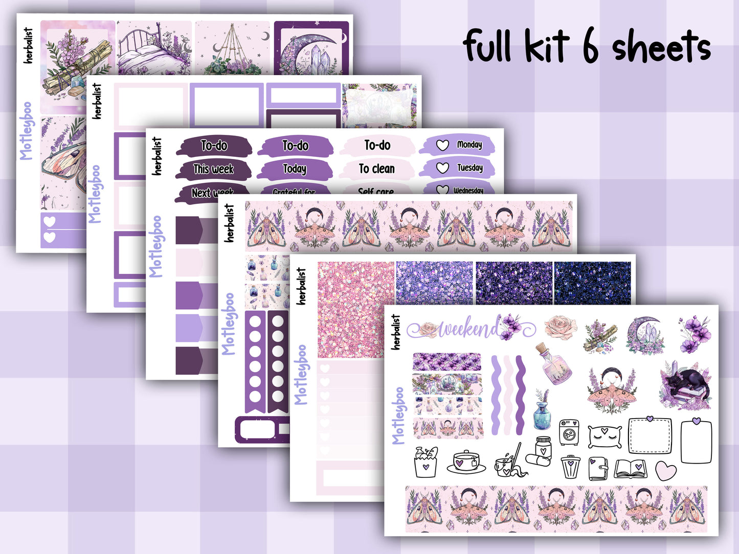 Weekly Planner Sticker Kit,Witchy Celestial Vertical Planning Stickers, Herbalist