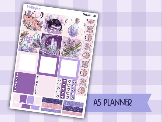 A5 Celestial Hobonichi cousin planner sticker kit, Herbalist