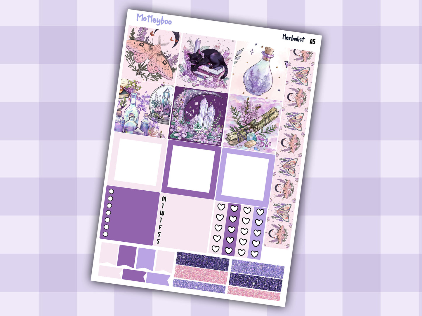 A5 Celestial Hobonichi cousin planner sticker kit, Herbalist