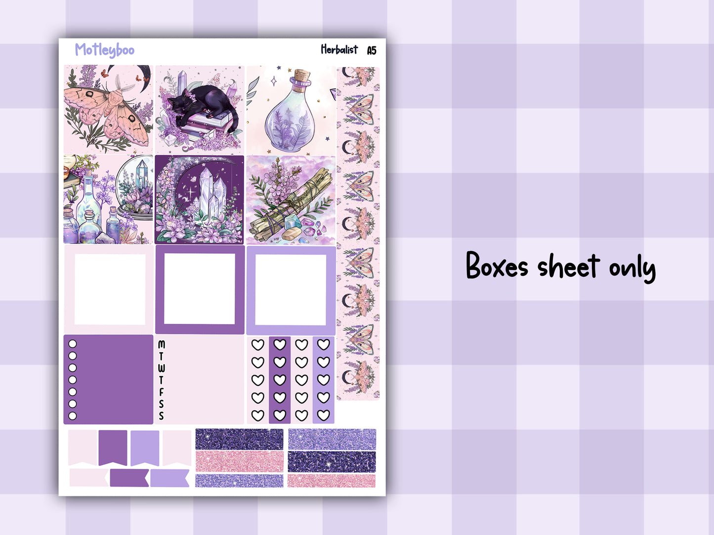 A5 Celestial Hobonichi cousin planner sticker kit, Herbalist