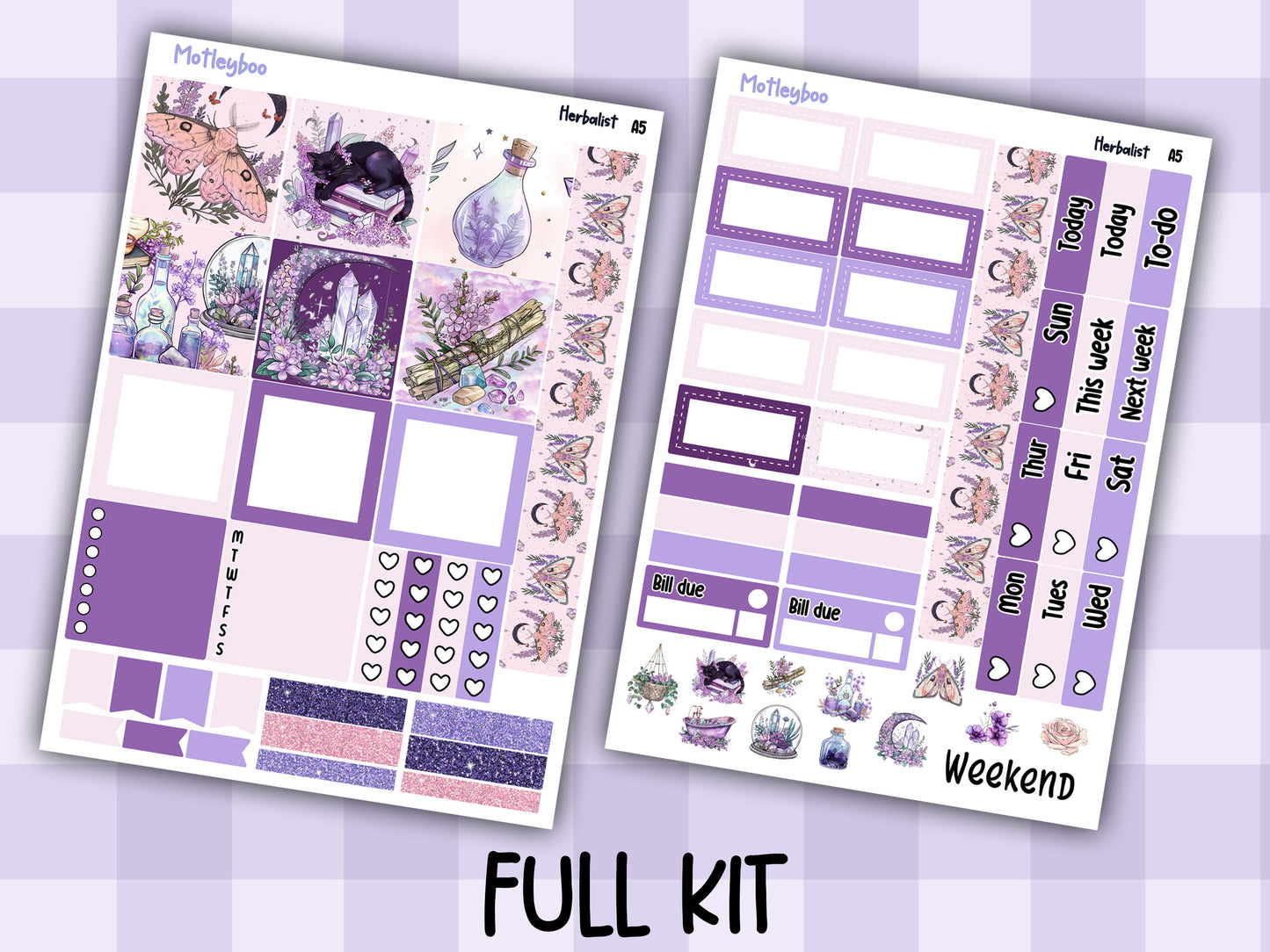 A5 Celestial Hobonichi cousin planner sticker kit, Herbalist