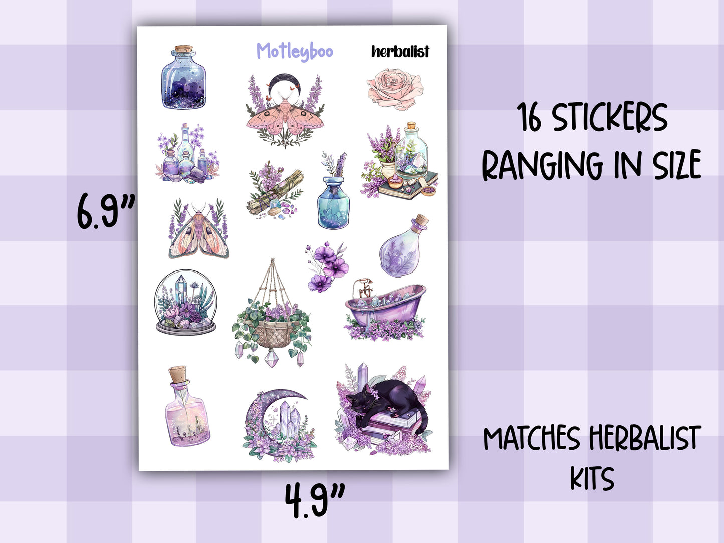 Planner sticker sheet, stickers, Herbalist