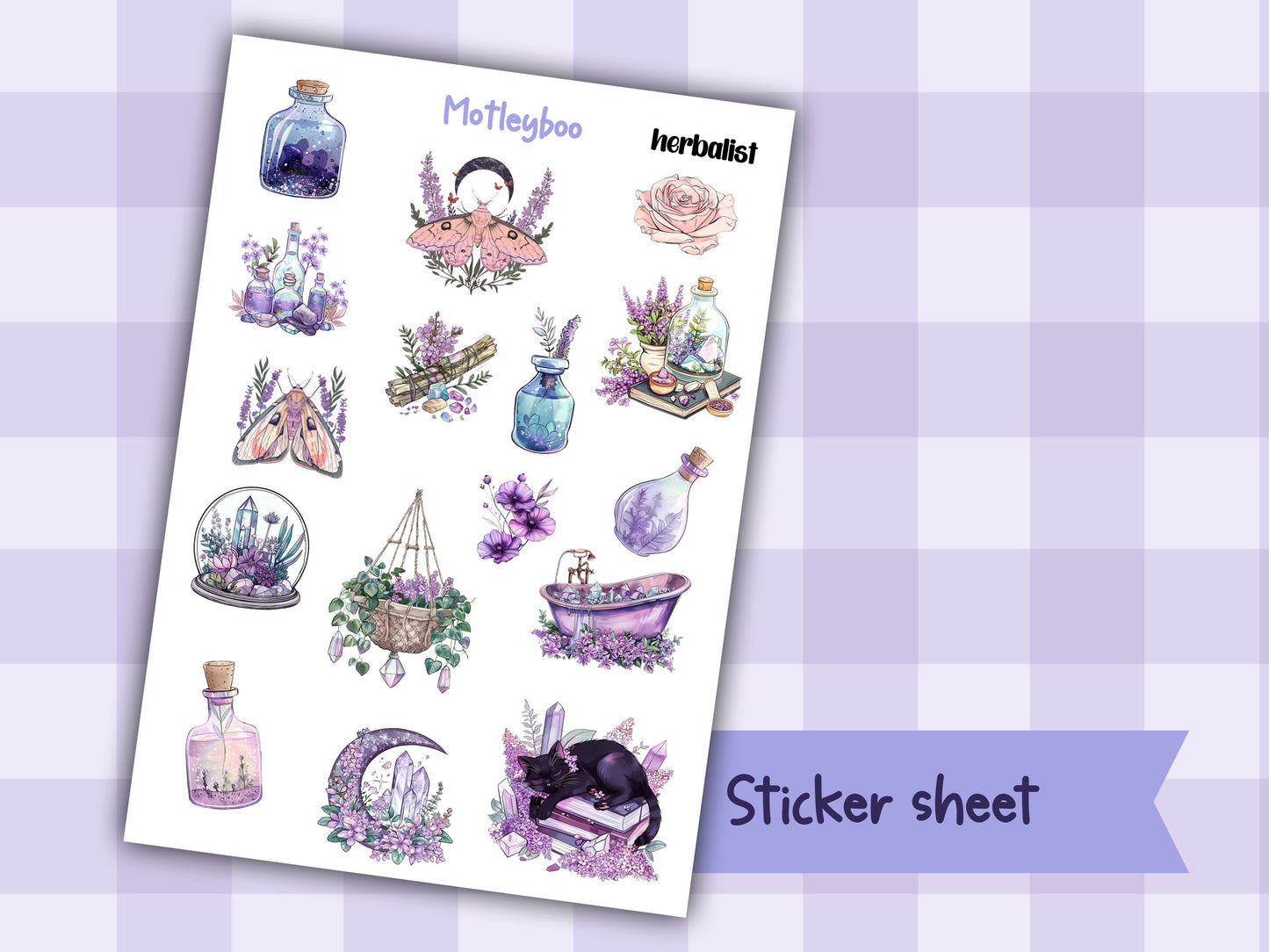 Planner sticker sheet, stickers, Herbalist