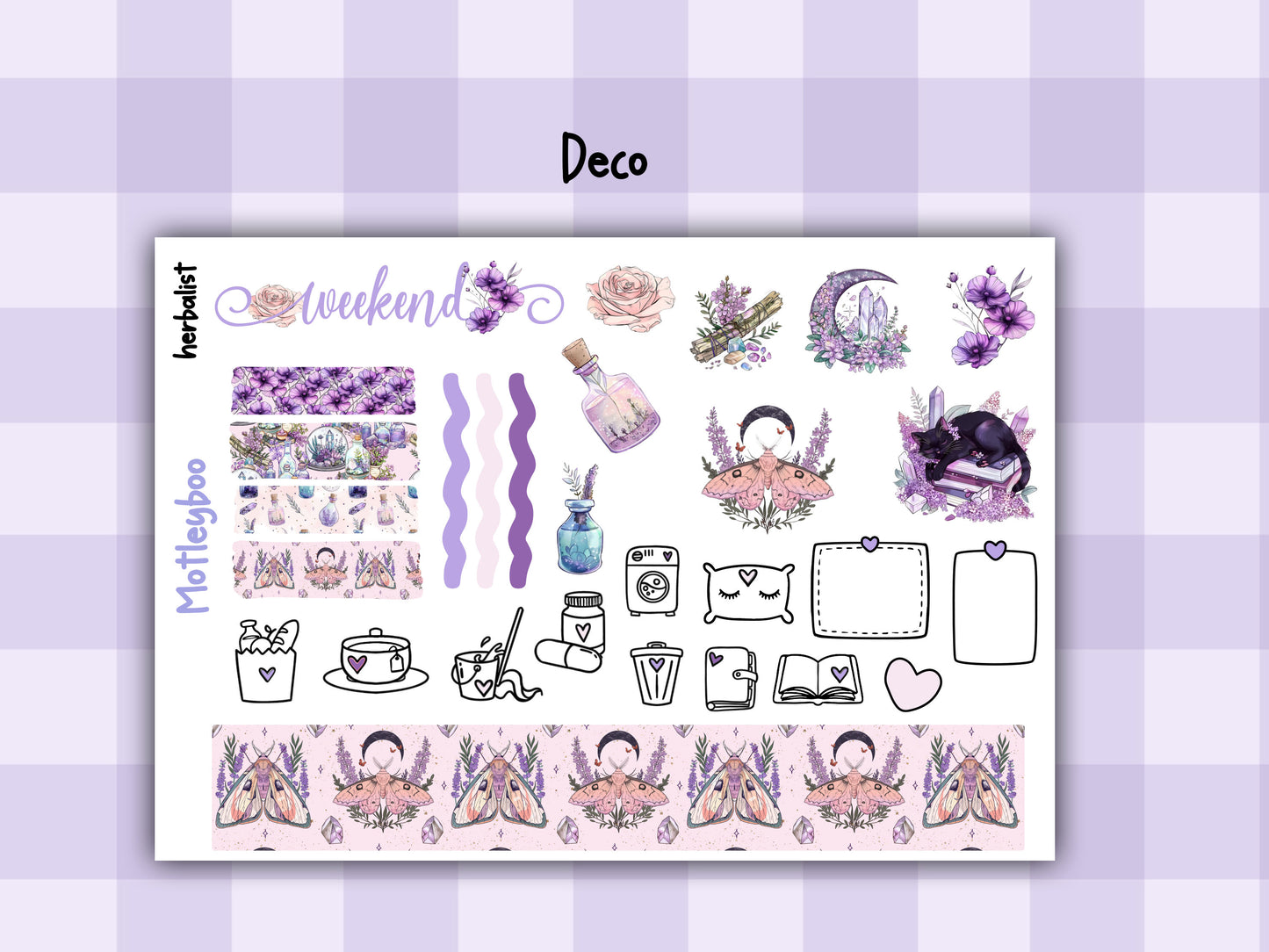 Weekly Planner Sticker Kit,Witchy Celestial Vertical Planning Stickers, Herbalist