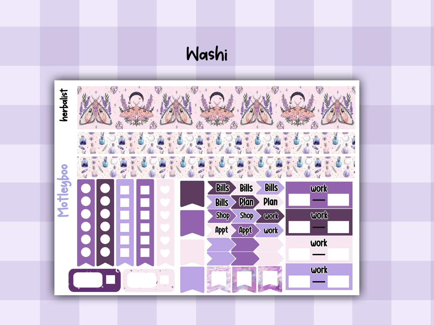 Weekly Planner Sticker Kit,Witchy Celestial Vertical Planning Stickers, Herbalist