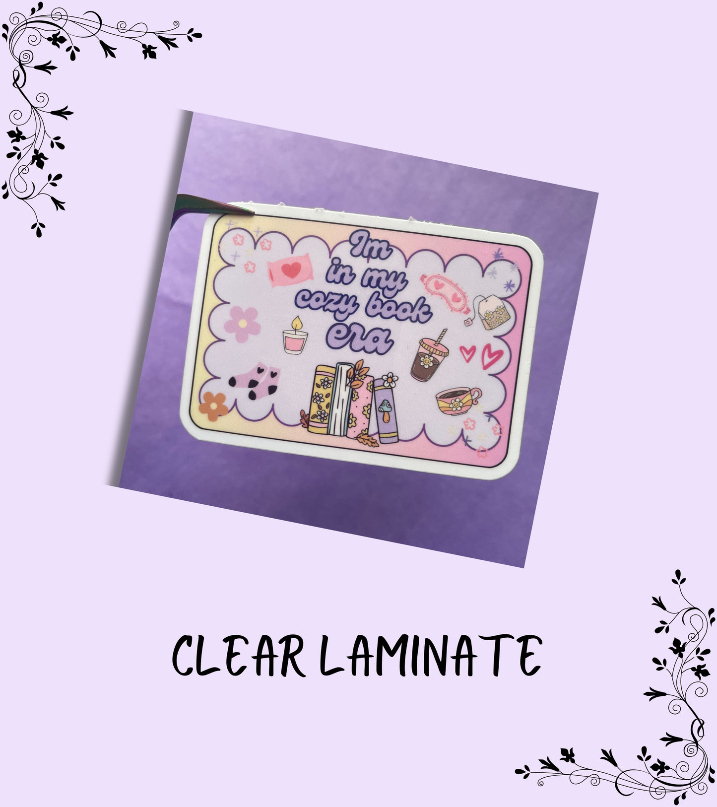 In my cozy era sticker, gifts for book lovers, cute sticker, die cut sticker, laminate sticker, laptop sticker, vinyl sticker, glitter