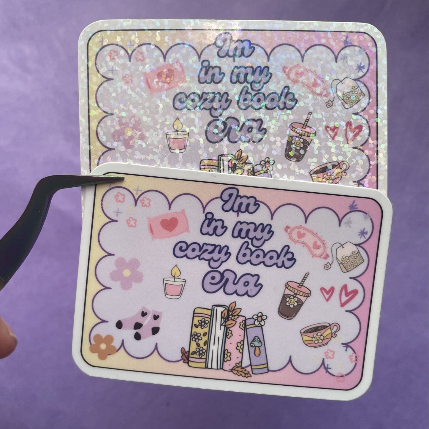 In my cozy era sticker, gifts for book lovers, cute sticker, die cut sticker, laminate sticker, laptop sticker, vinyl sticker, glitter