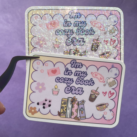 In my cozy era sticker, gifts for book lovers, cute sticker, die cut sticker, laminate sticker, laptop sticker, vinyl sticker, glitter