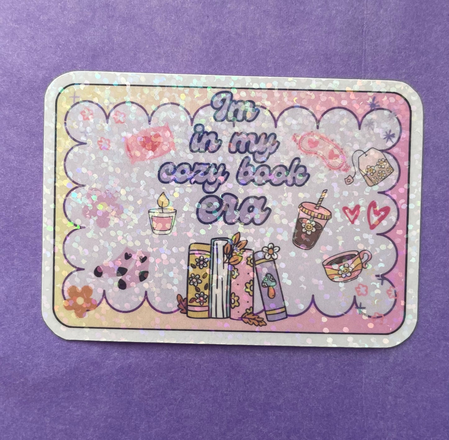 In my cozy era sticker, gifts for book lovers, cute sticker, die cut sticker, laminate sticker, laptop sticker, vinyl sticker, glitter