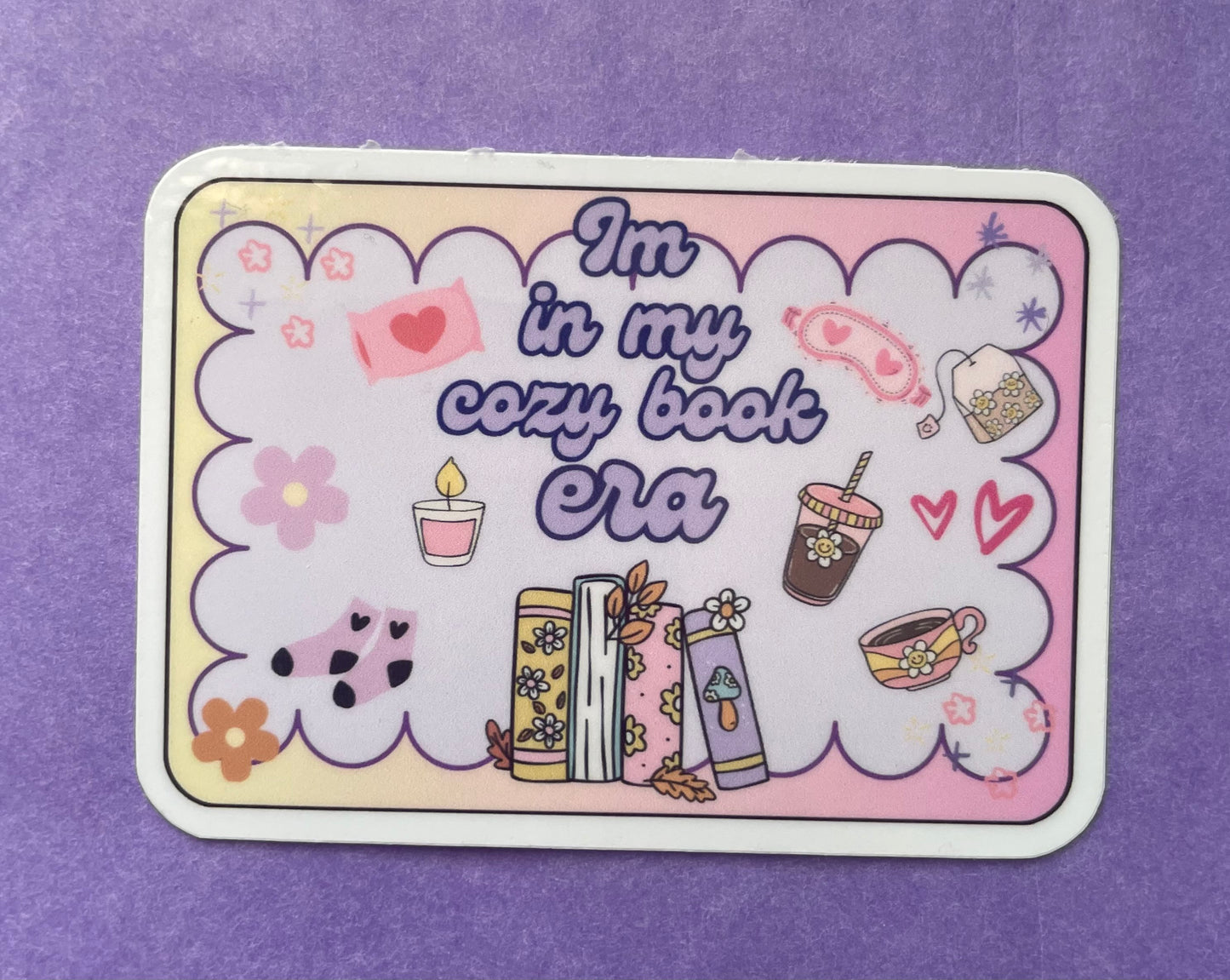 In my cozy era sticker, gifts for book lovers, cute sticker, die cut sticker, laminate sticker, laptop sticker, vinyl sticker, glitter