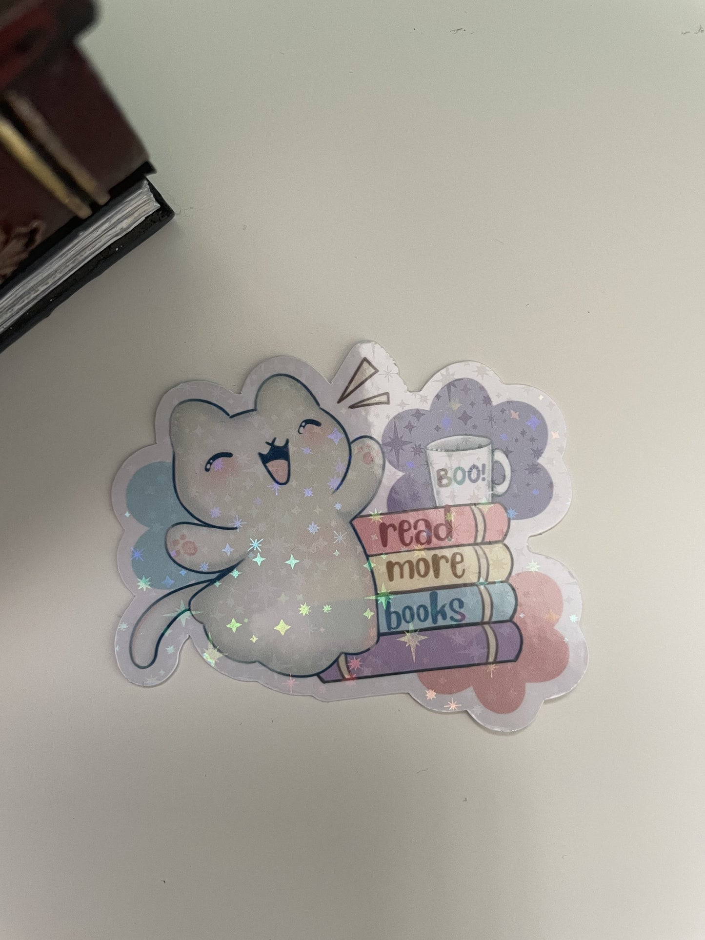 Read more books sticker, gifts for book lovers, ghost sticker, die cut sticker, laminate sticker, laptop sticker, vinyl sticker