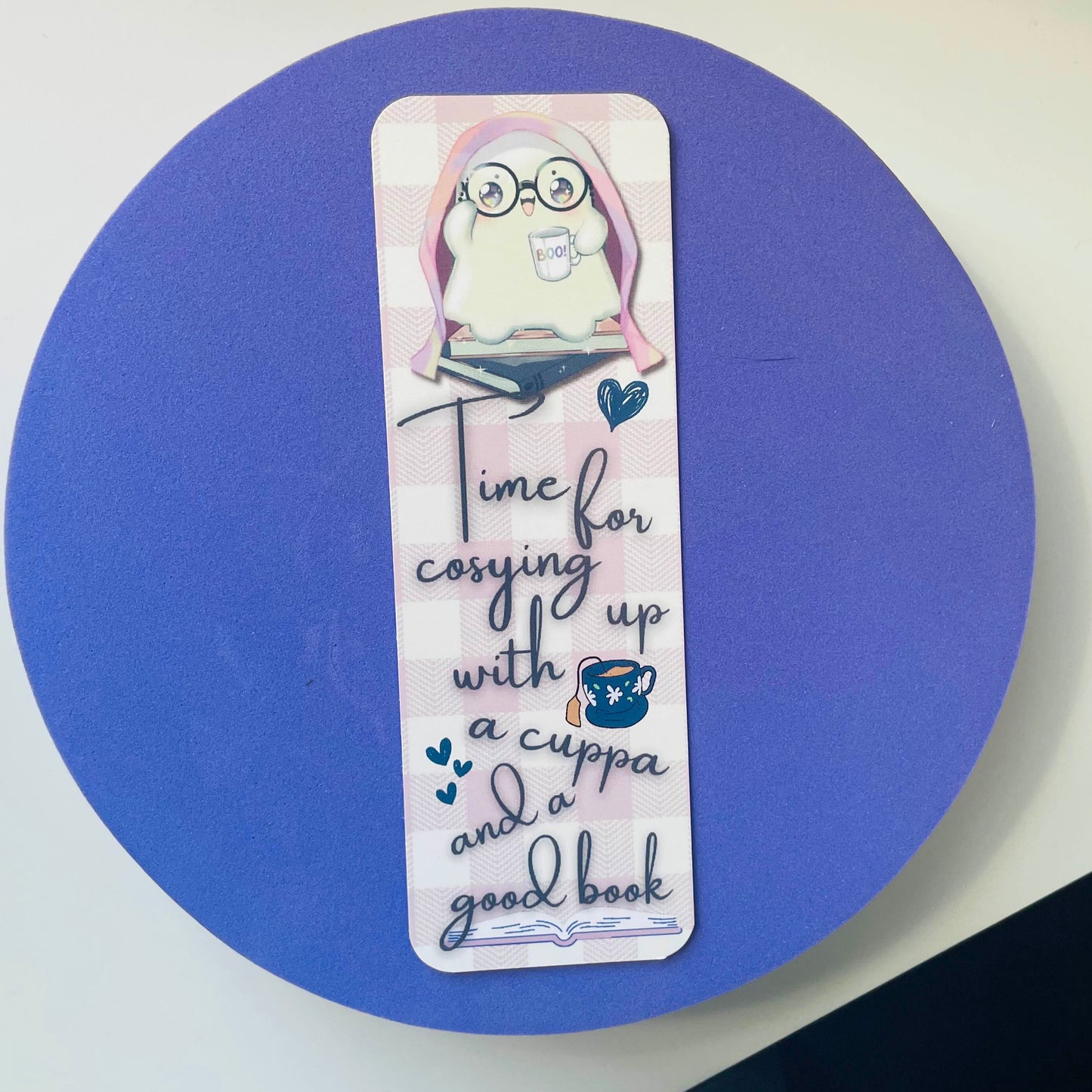 Time for cosying up with a cuppa and a good book bookmark, gifts for book lovers, ghost bookmark, cute bookmark