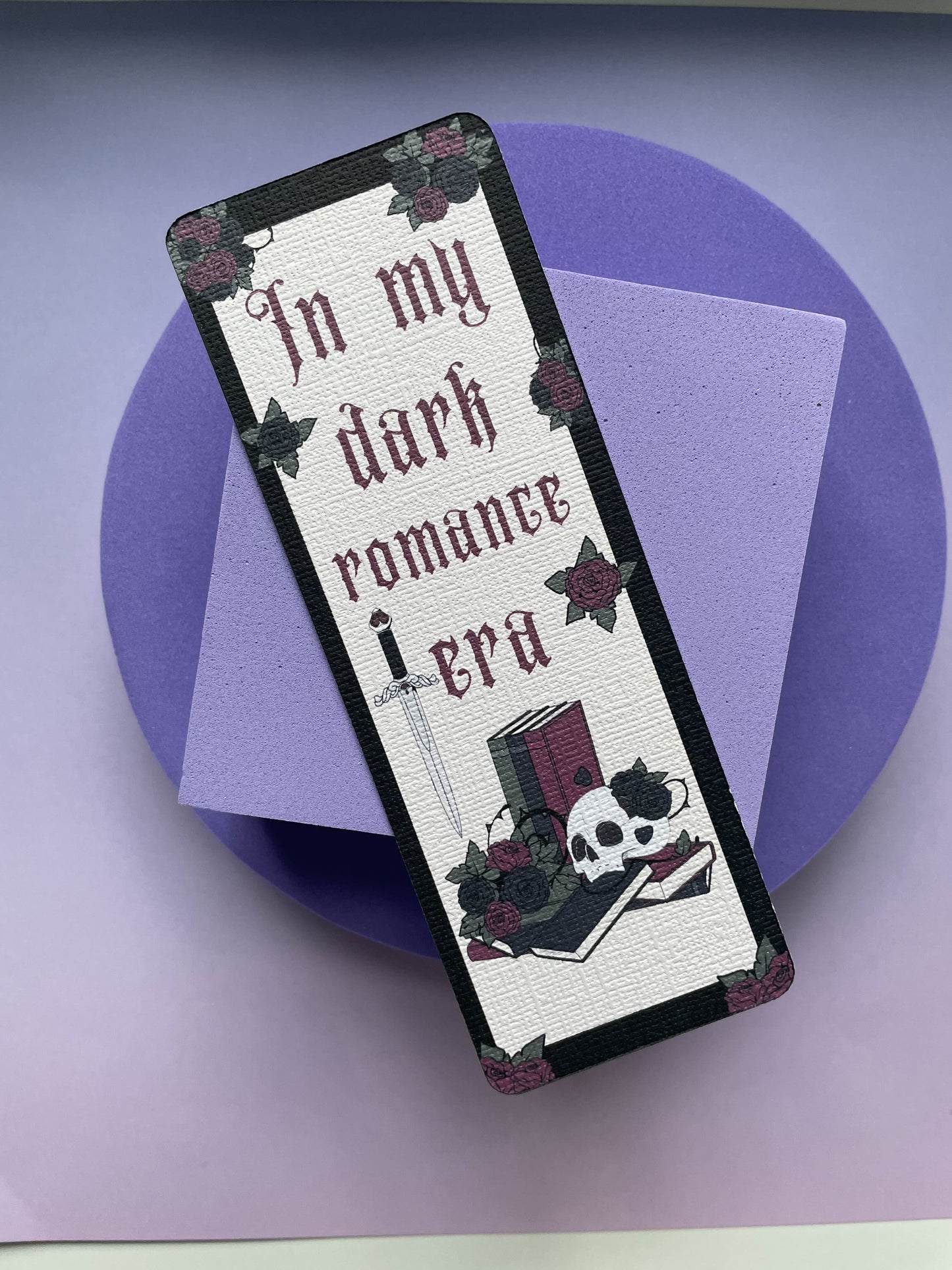 In my dark romance era bookmark, bookmarks for book nerds, gothic romance, skulls & books, bookish, book lovers, in my dark romance era