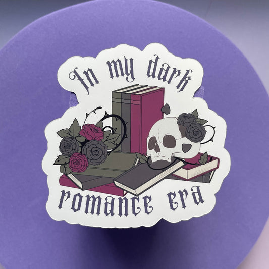 In my dark romance era die cut sticker, dark romance, gothic romance, gifts for, book nerds, book lovers, bookish, vinyl sticker, book club