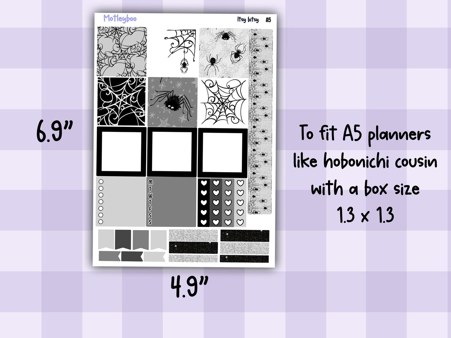 Hobonichi cousin, weekly planner sticker kit, Itsy bitsy