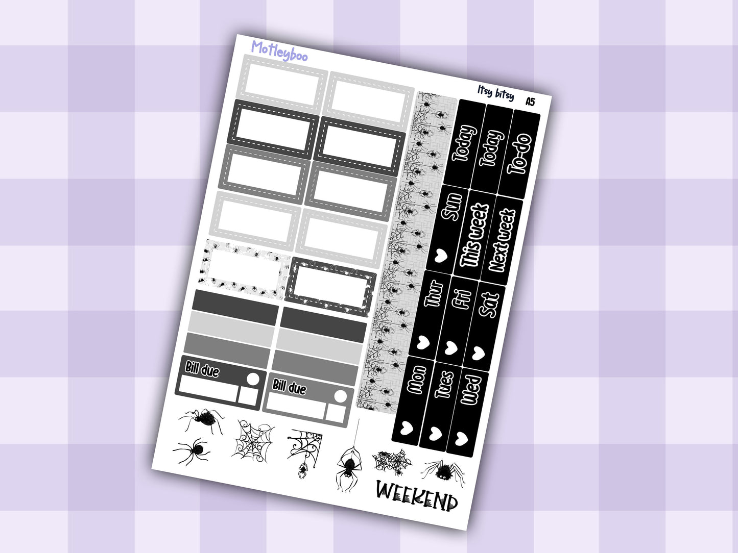 Hobonichi cousin, weekly planner sticker kit, Itsy bitsy