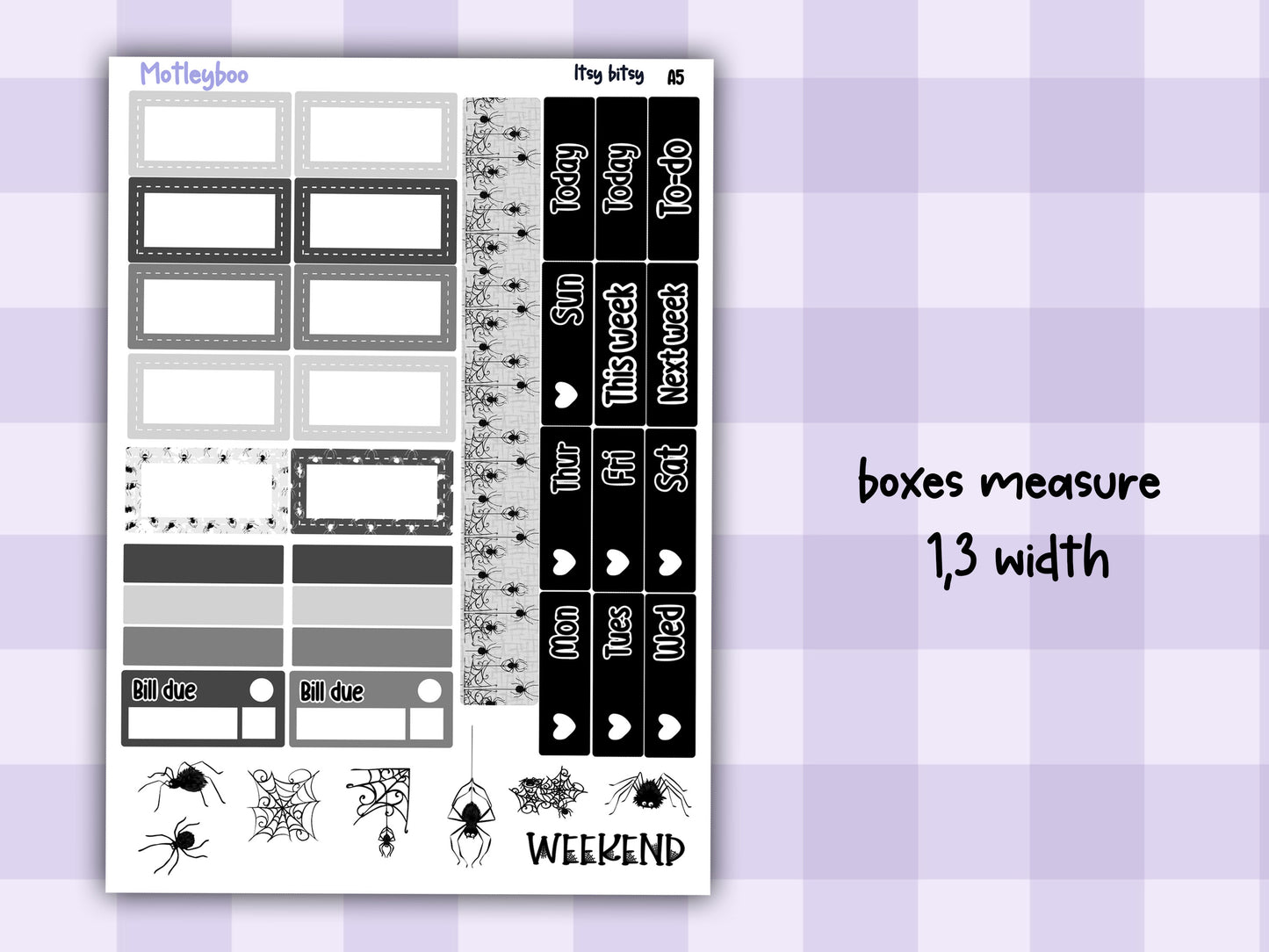 Hobonichi cousin, weekly planner sticker kit, Itsy bitsy