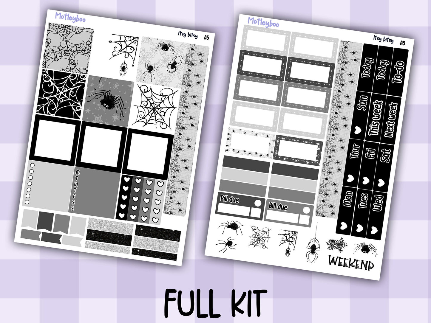Hobonichi cousin, weekly planner sticker kit, Itsy bitsy