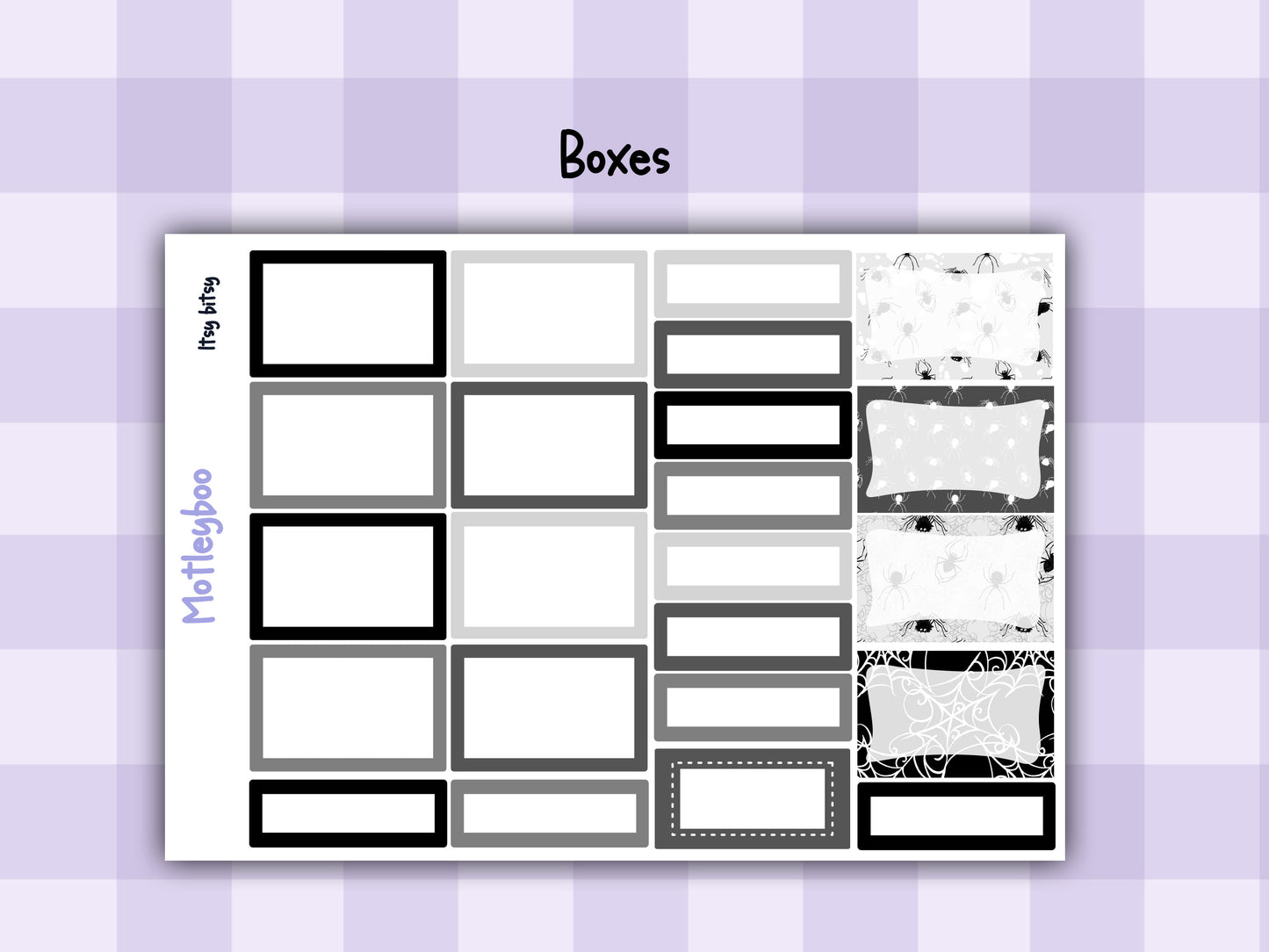 Vertical Planner Sticker Kit, Gothic Themed Planner Supplies, Itsy bitsy