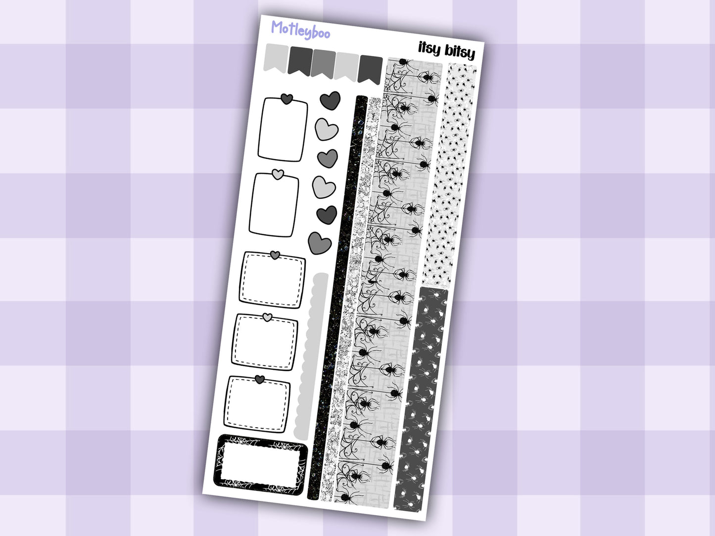 Hobonichi weeks, sticker kit, hobonichi planner, spider stickers, hobonichi functional sticker, small planner stickers, goth planner, itsy bitsy