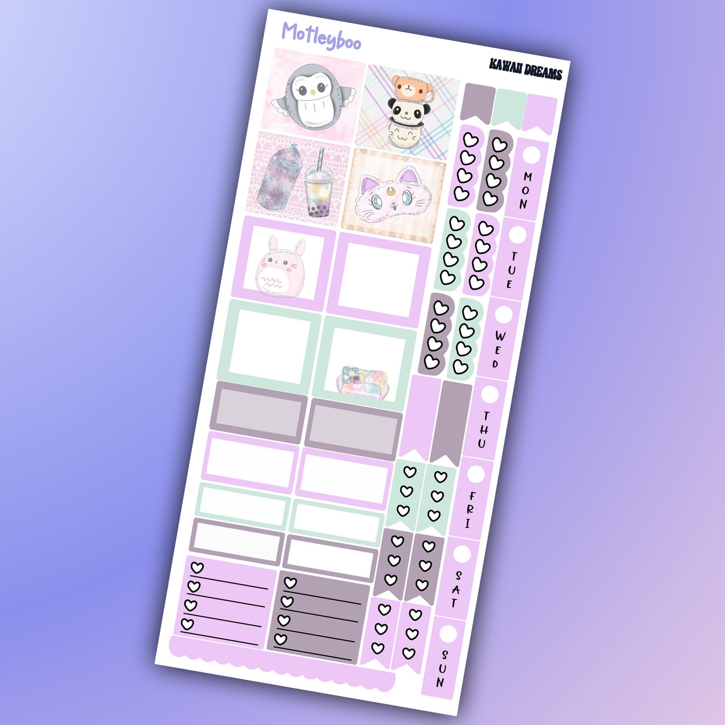 Hobonichi weeks weekly planner sticker kit, kawaii planner, kawaii stickers, kawaii dreams