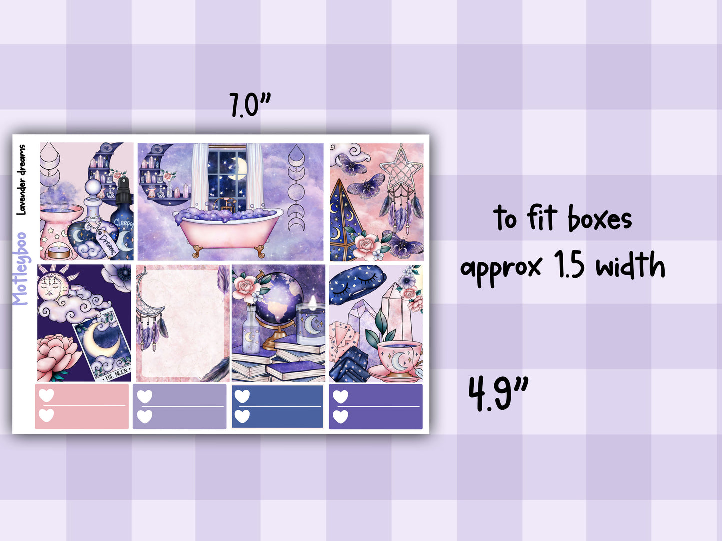 Weekly Planner Sticker Kit, Spooky witchy Vertical Planning Stickers, Lavender dreams