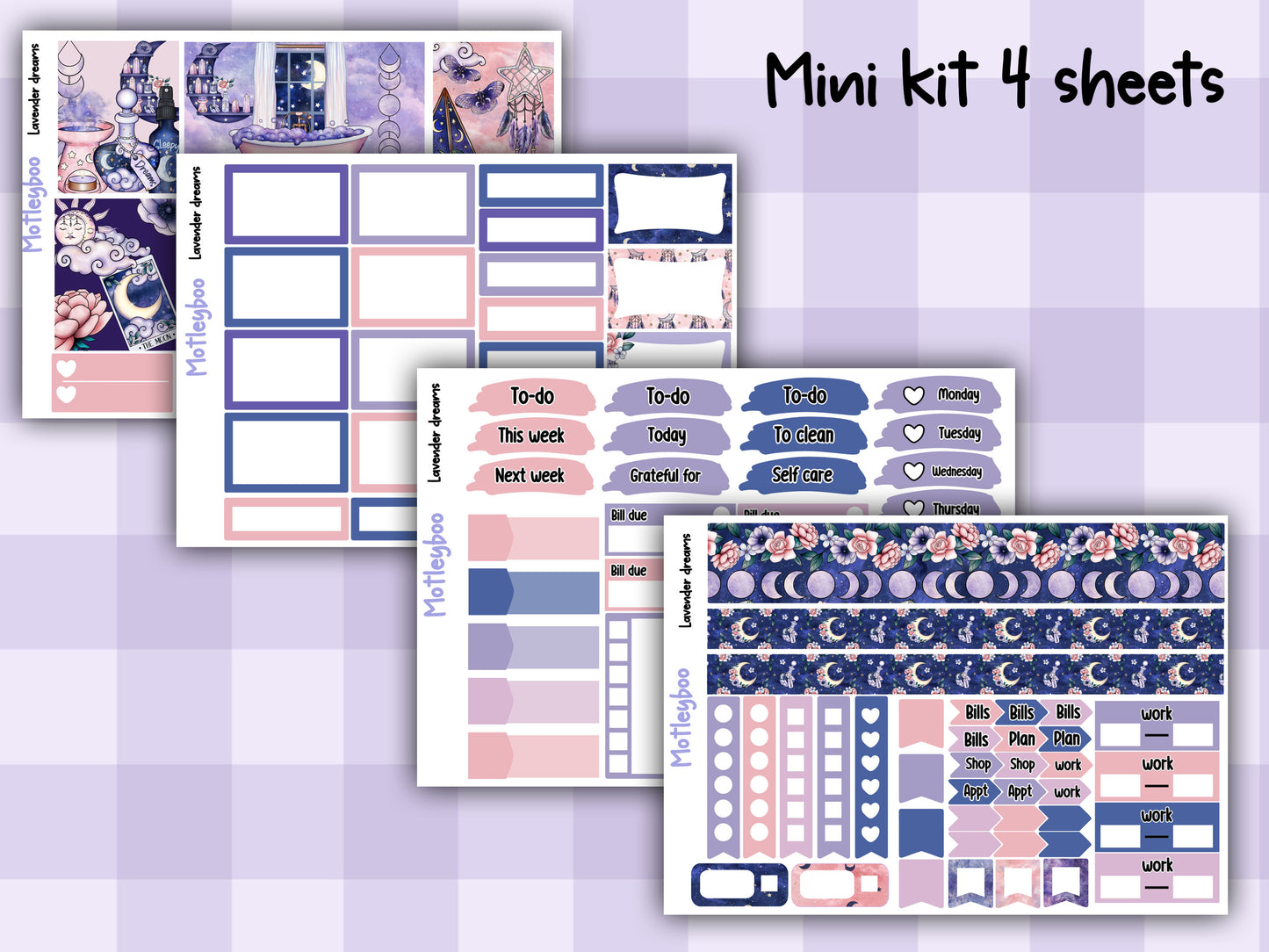 Weekly Planner Sticker Kit, Spooky witchy Vertical Planning Stickers, Lavender dreams