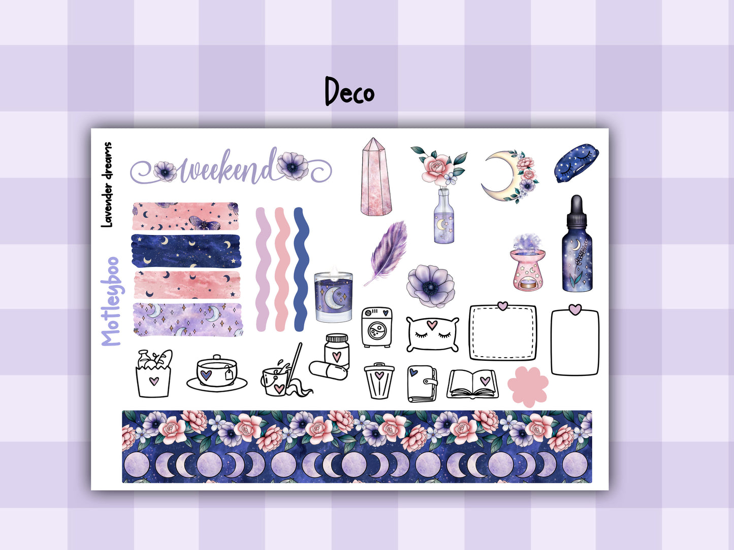 Weekly Planner Sticker Kit, Spooky witchy Vertical Planning Stickers, Lavender dreams