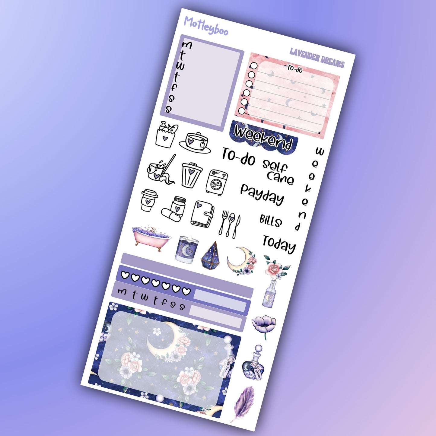 Hobonichi weekly planner kit, planner kit, cute stickers, celestial stickers, mystic, witchcraft stickers, sweet dream stickers, mystical