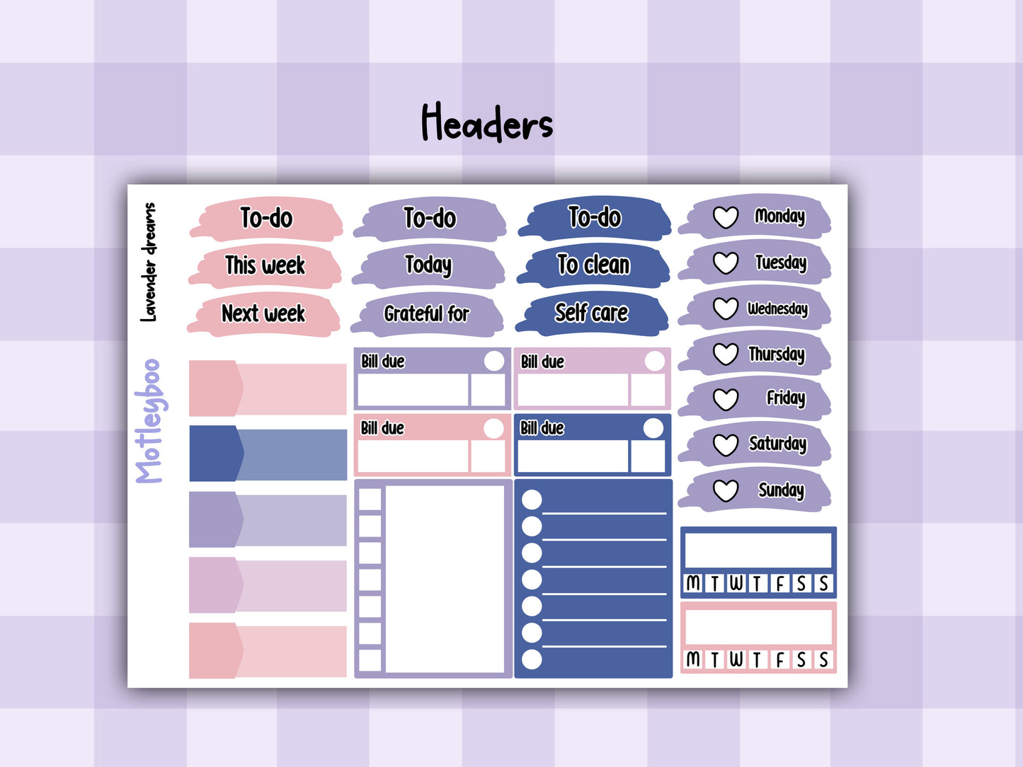Weekly Planner Sticker Kit, Spooky witchy Vertical Planning Stickers, Lavender dreams