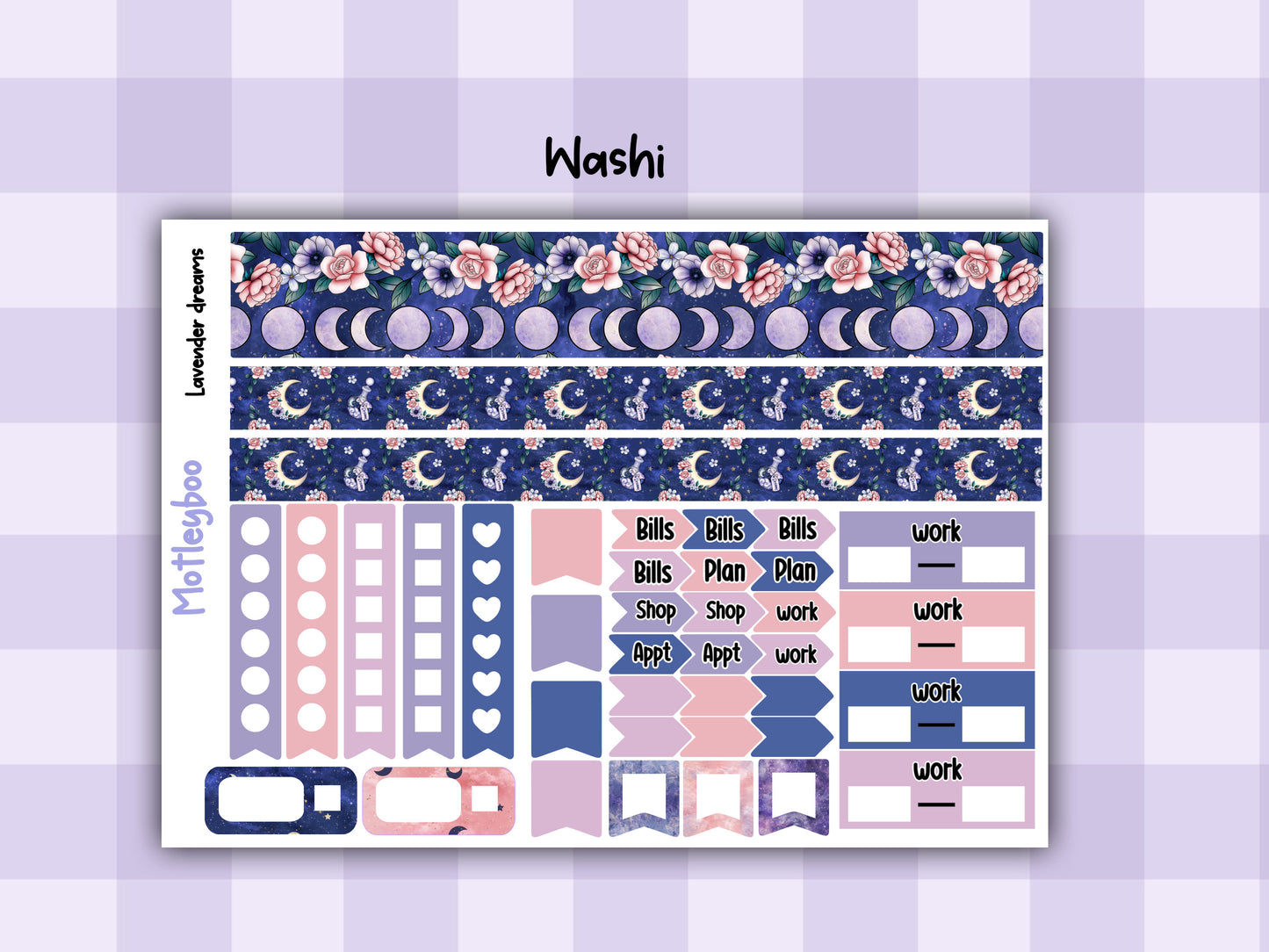 Weekly Planner Sticker Kit, Spooky witchy Vertical Planning Stickers, Lavender dreams